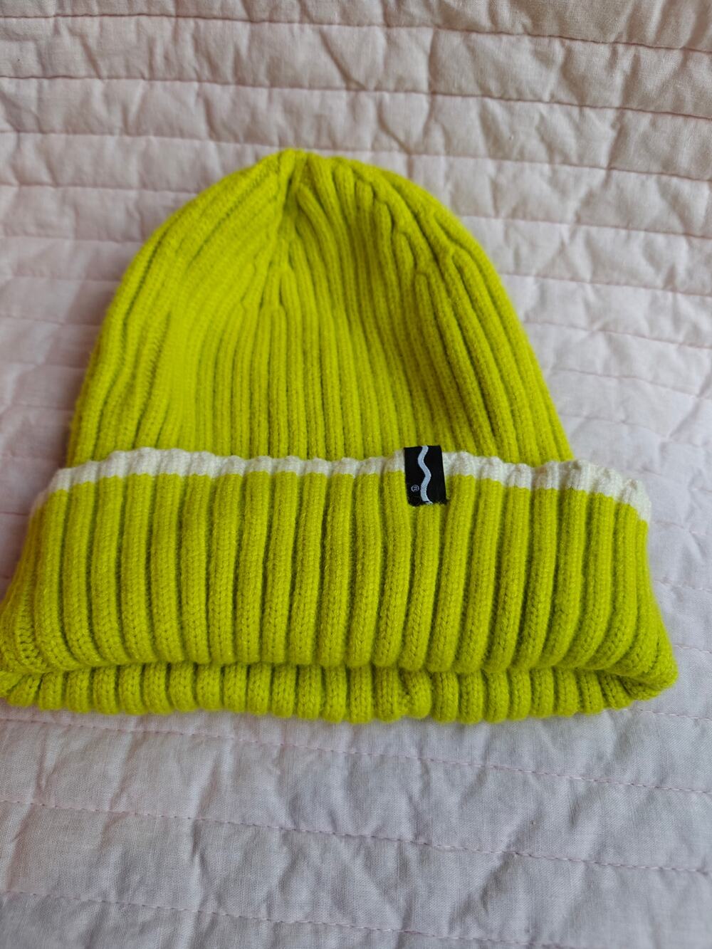Crayola x Kohls Neon Lime Green Chartreuse Knit Cuffed Beanie Hat